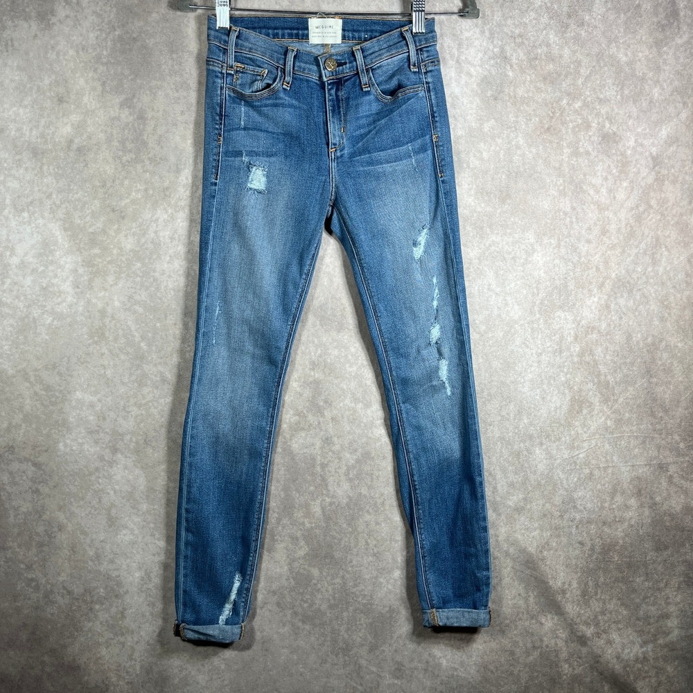 McGuire Pirelli Ankle Roll Jeans Women Size 26 Blue Medium Wash Denim Distressed